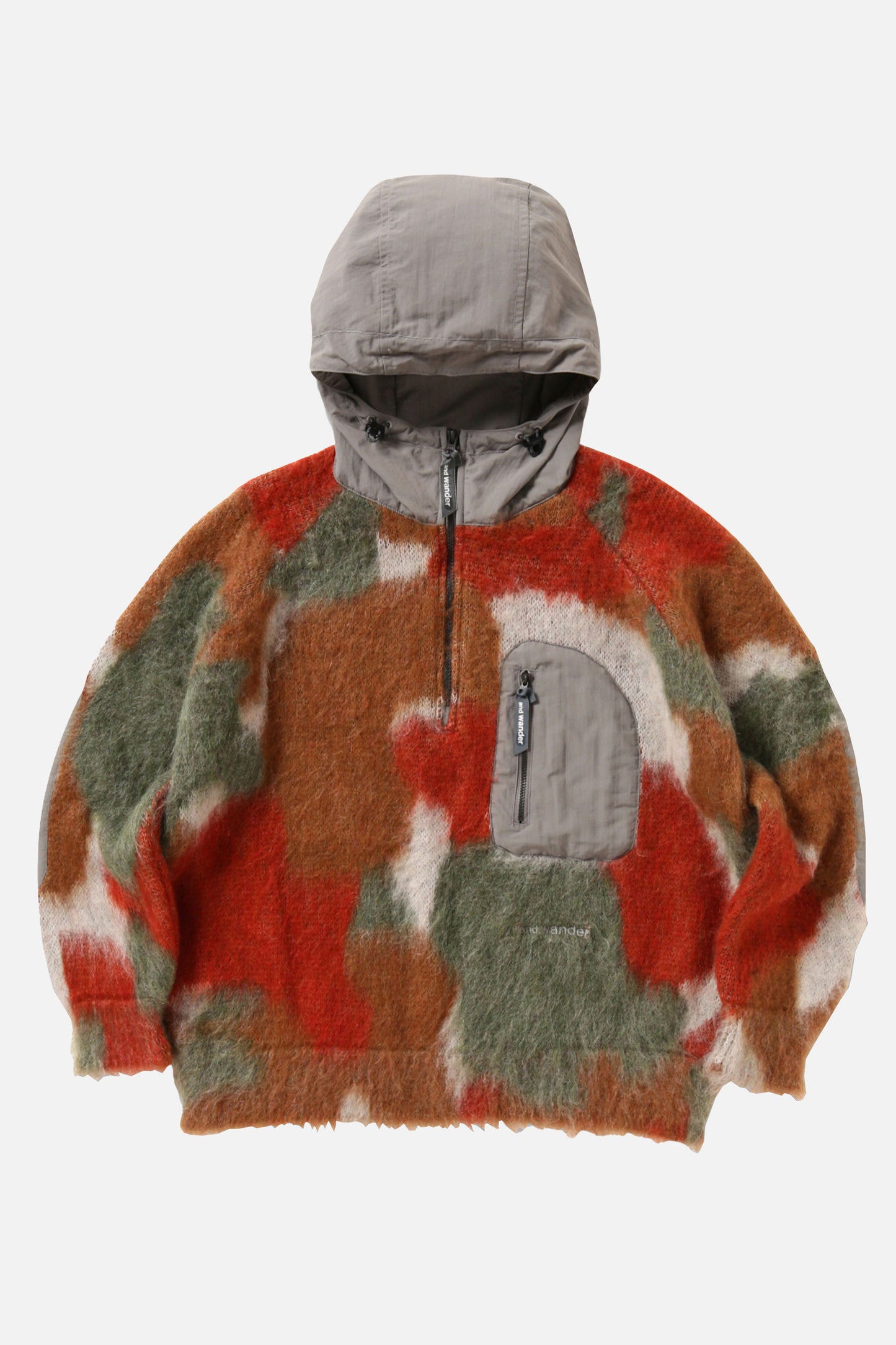 MIX COLOR SHAGGY KNIT HOODIE