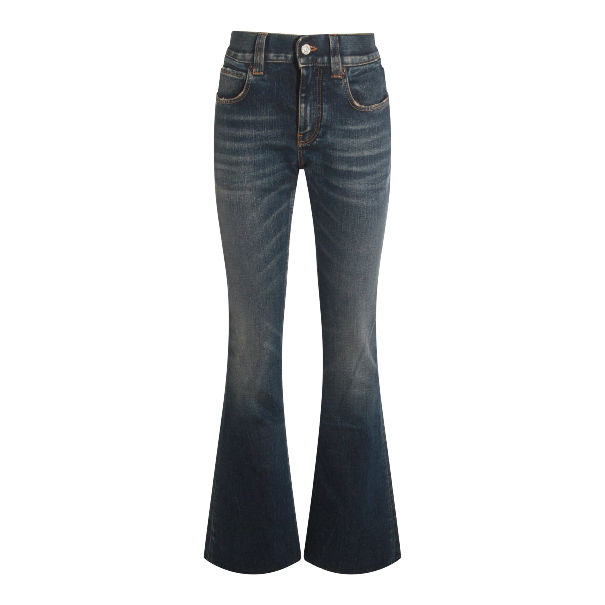 BLUE COTTON BOOTCUT JEANS