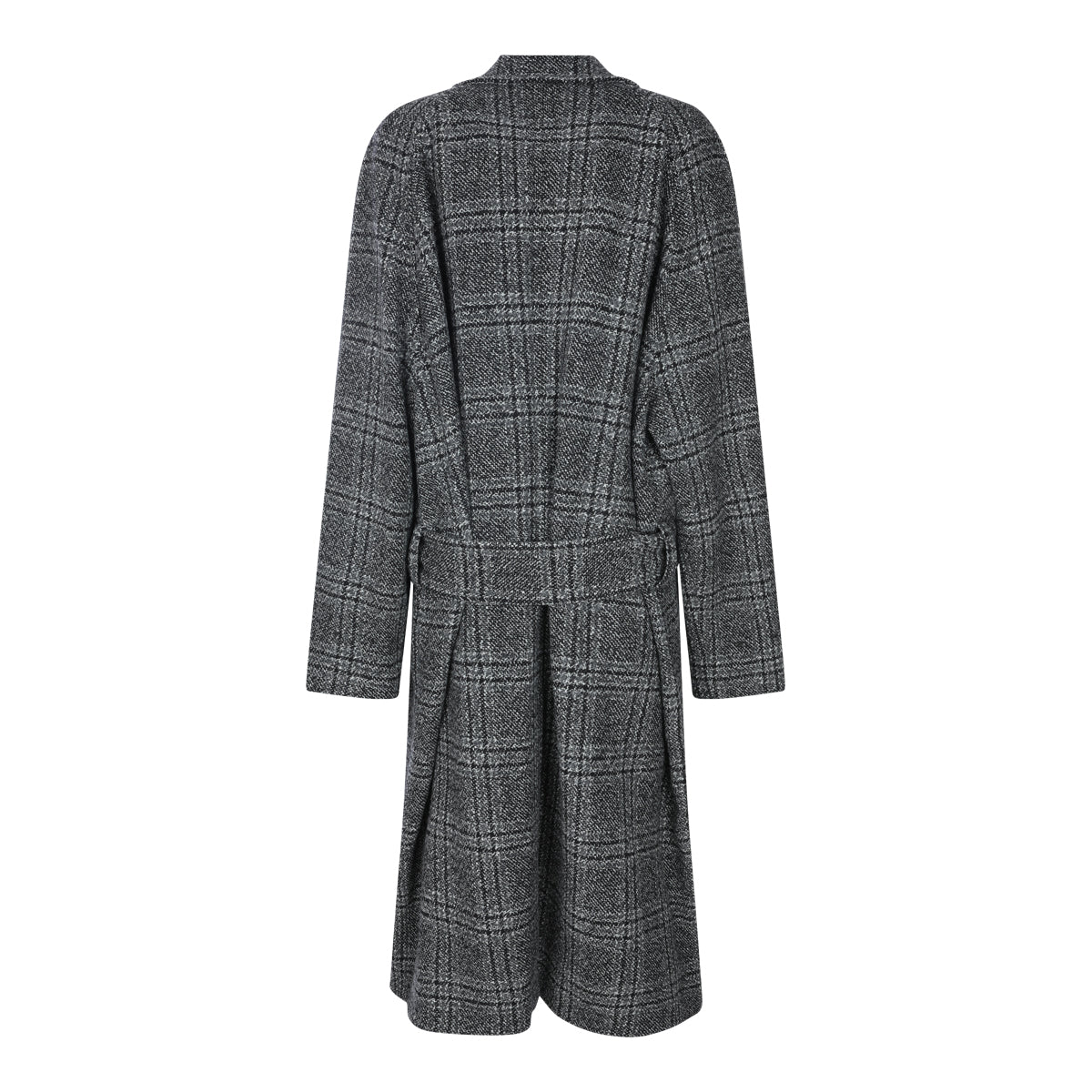 BLACK AND GREY WOOL RAGLAN COAT
