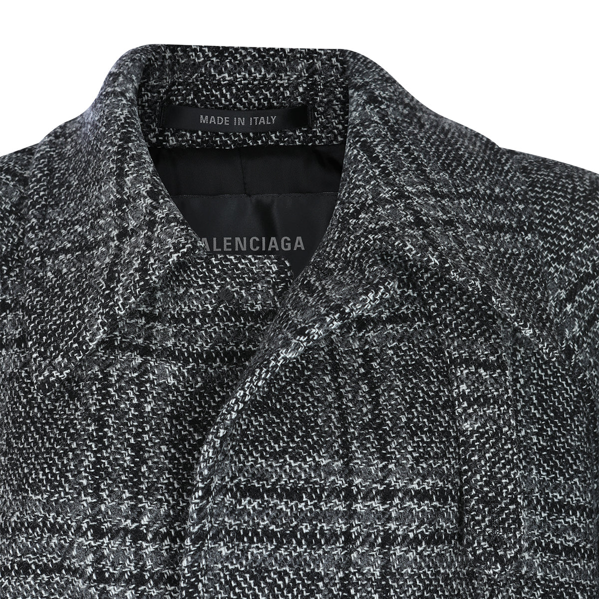 BLACK AND GREY WOOL RAGLAN COAT