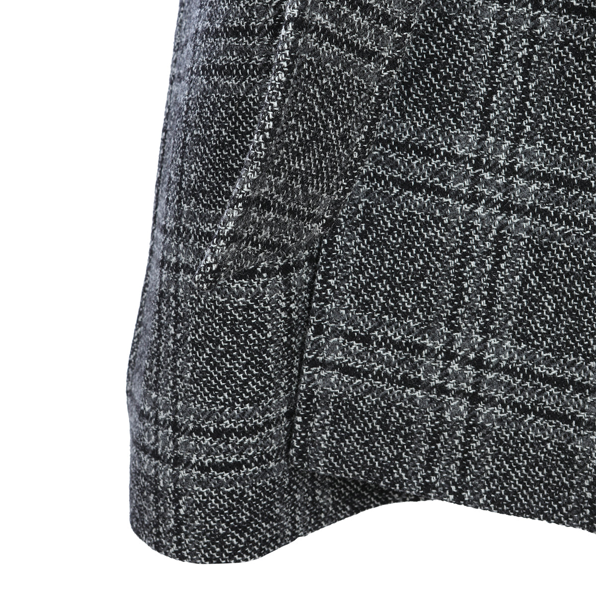BLACK AND GREY WOOL RAGLAN COAT