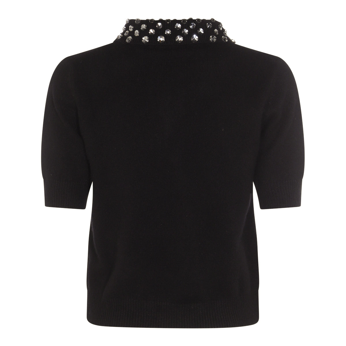 BLACK WOOL POLO SHIRT