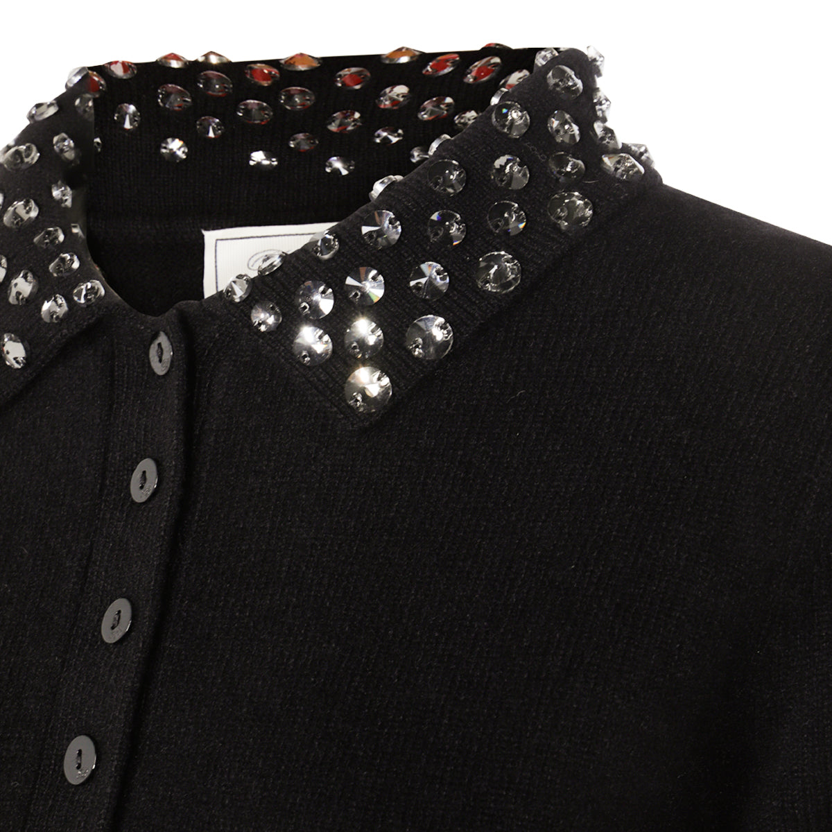 BLACK WOOL POLO SHIRT