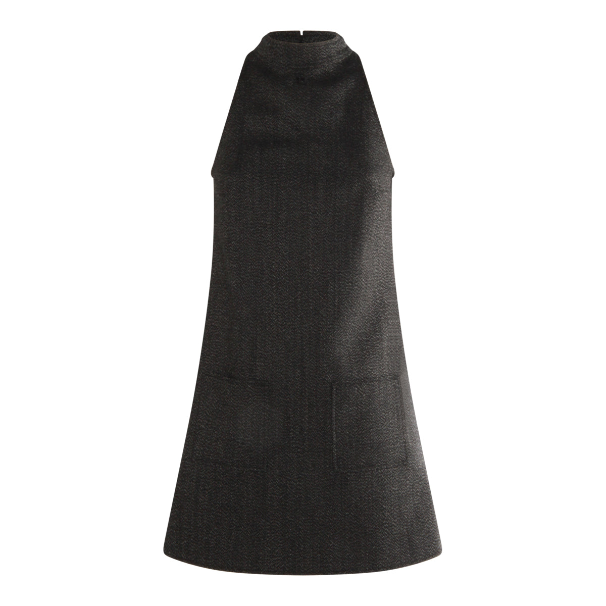 BLACK WOOL MINI DRESS