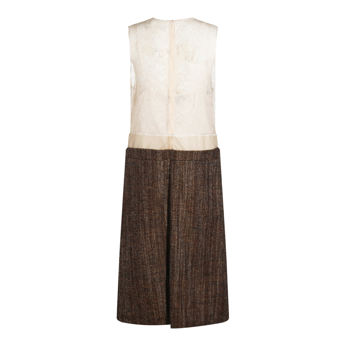 BEIGE AND BROWN WOOL DRESS