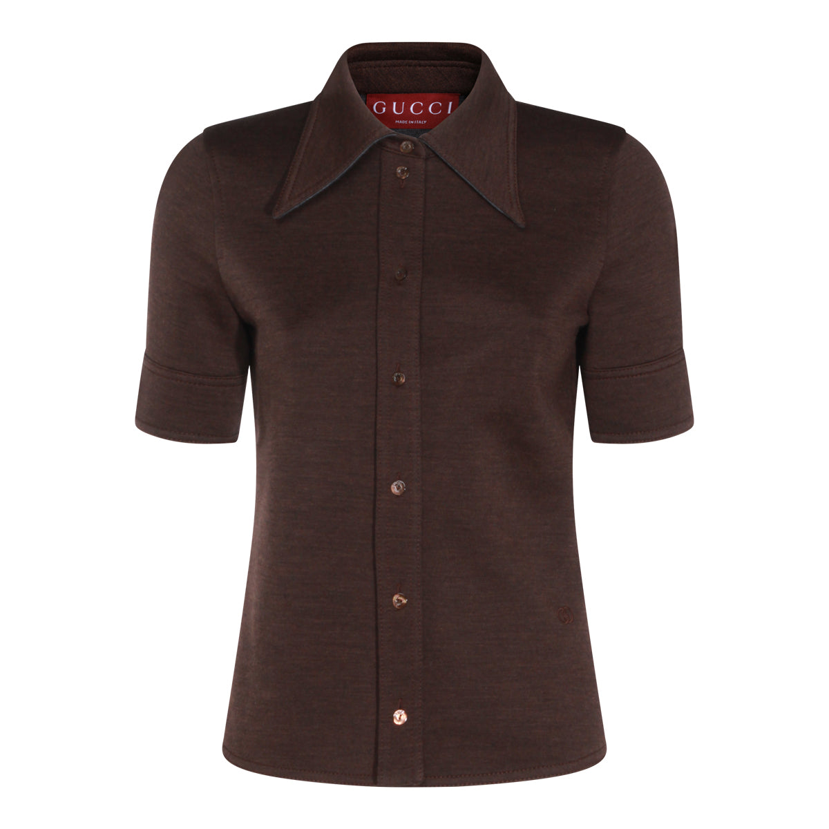 BROWN WOOL POLO SHIRT