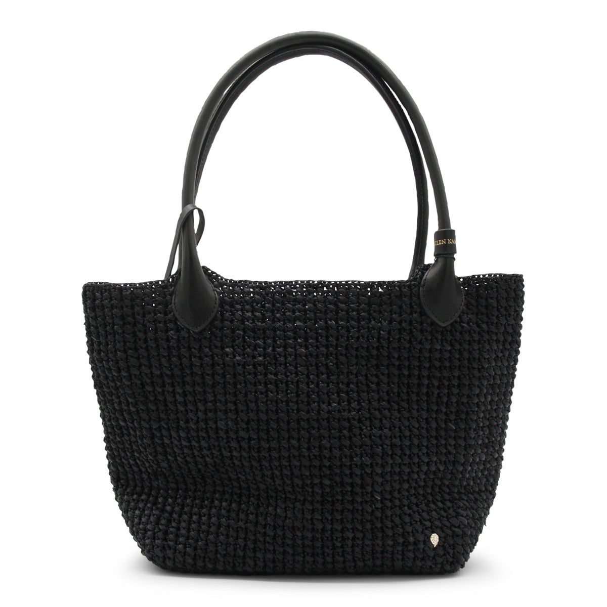 BLACK RAFFIA TOP HANDLE BAG