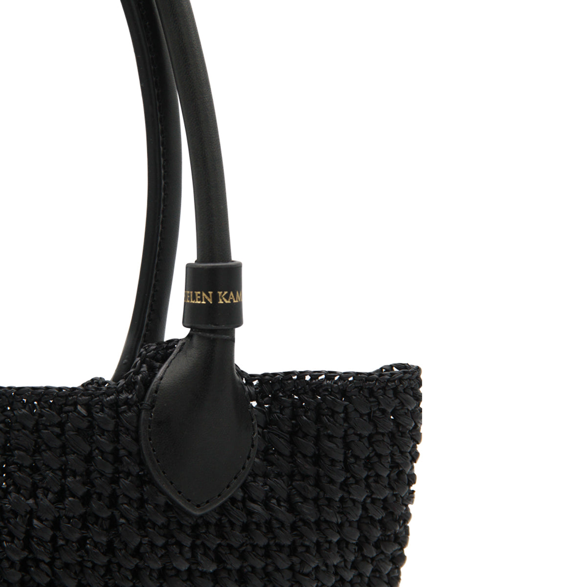 BLACK RAFFIA TOP HANDLE BAG