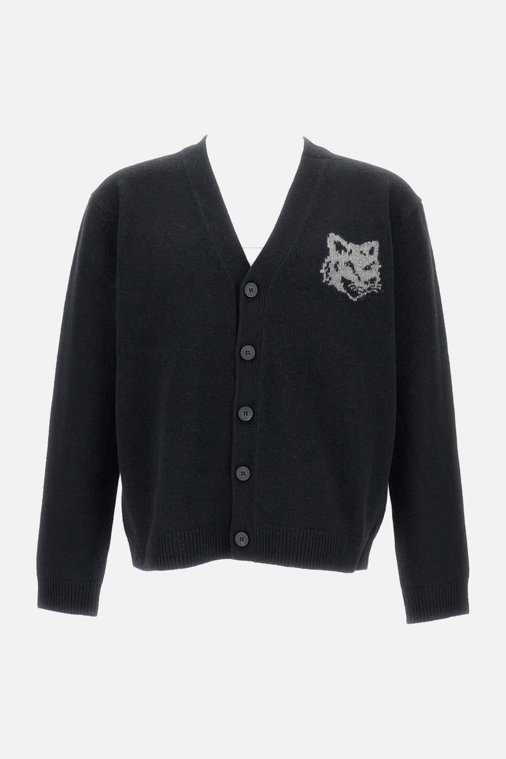 FOX HEAD INTARSIA MERINO CARDIGAN