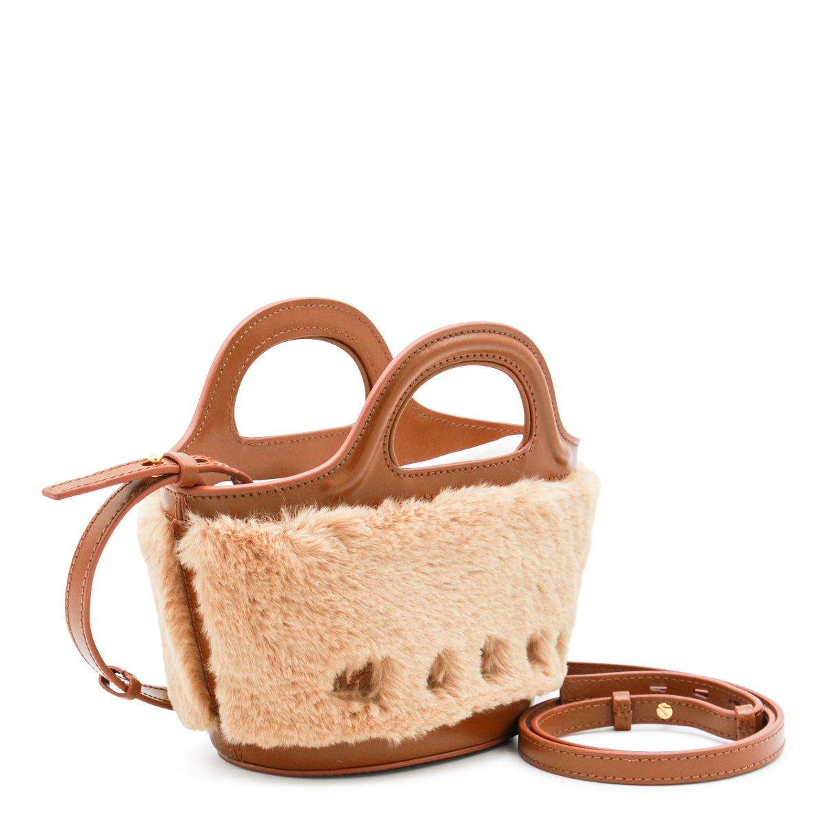 BROWN LEATHER TOP HANDLE BAG