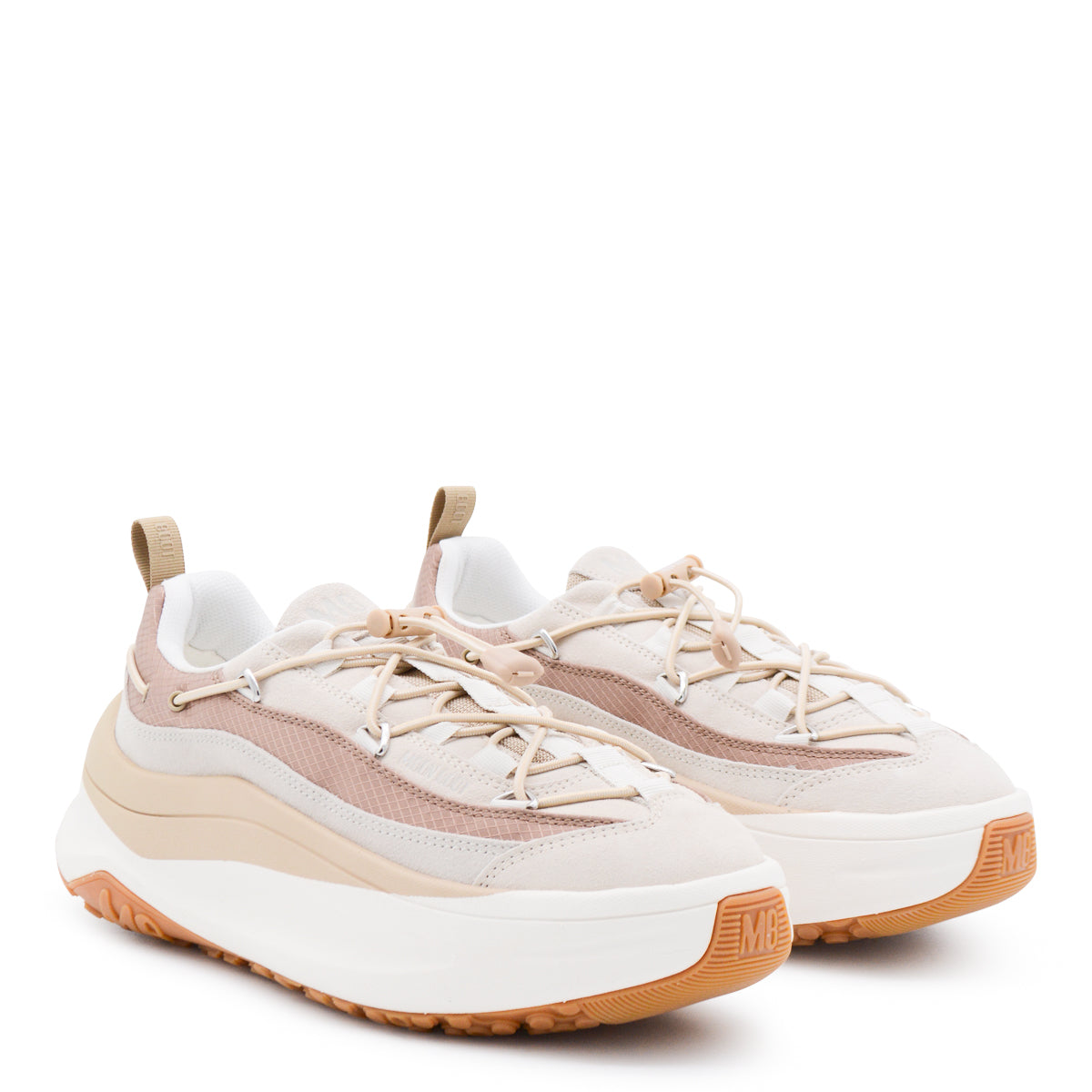 WHITE AND BEIGE MOON247 XLACE SNEAKERS