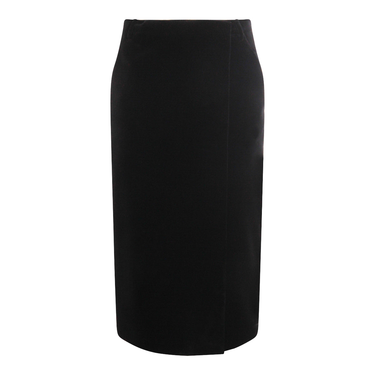 BLACK COTTON MIDI SKIRT