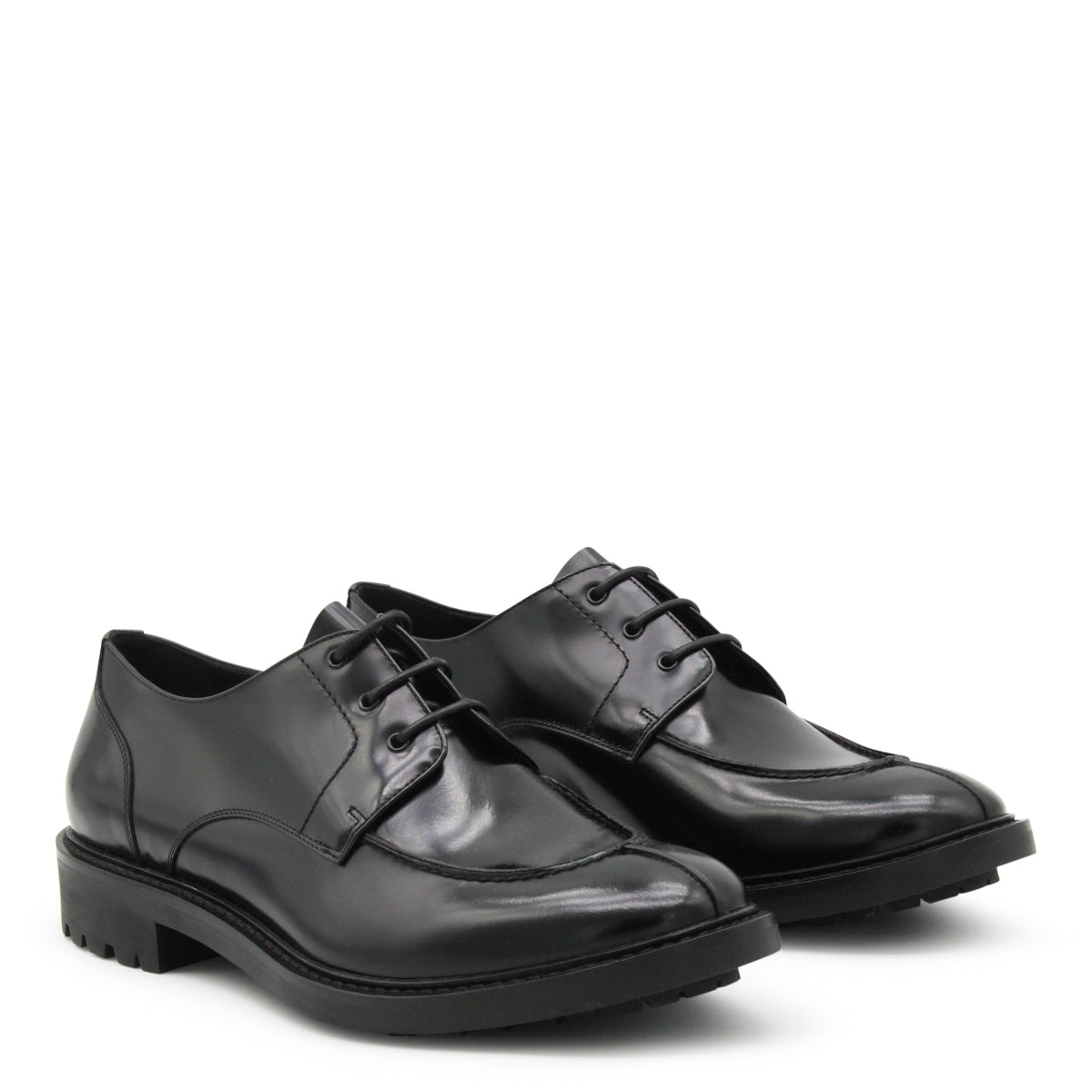 BLACK LEATHER LACE UP SHOES