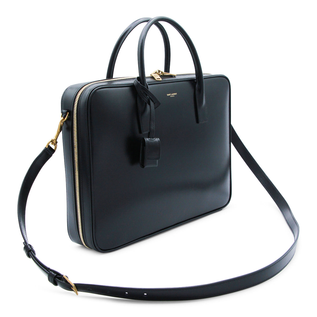 BLACK LEATHER SAC DE JOUR LARGE TOP HANDLE BAG