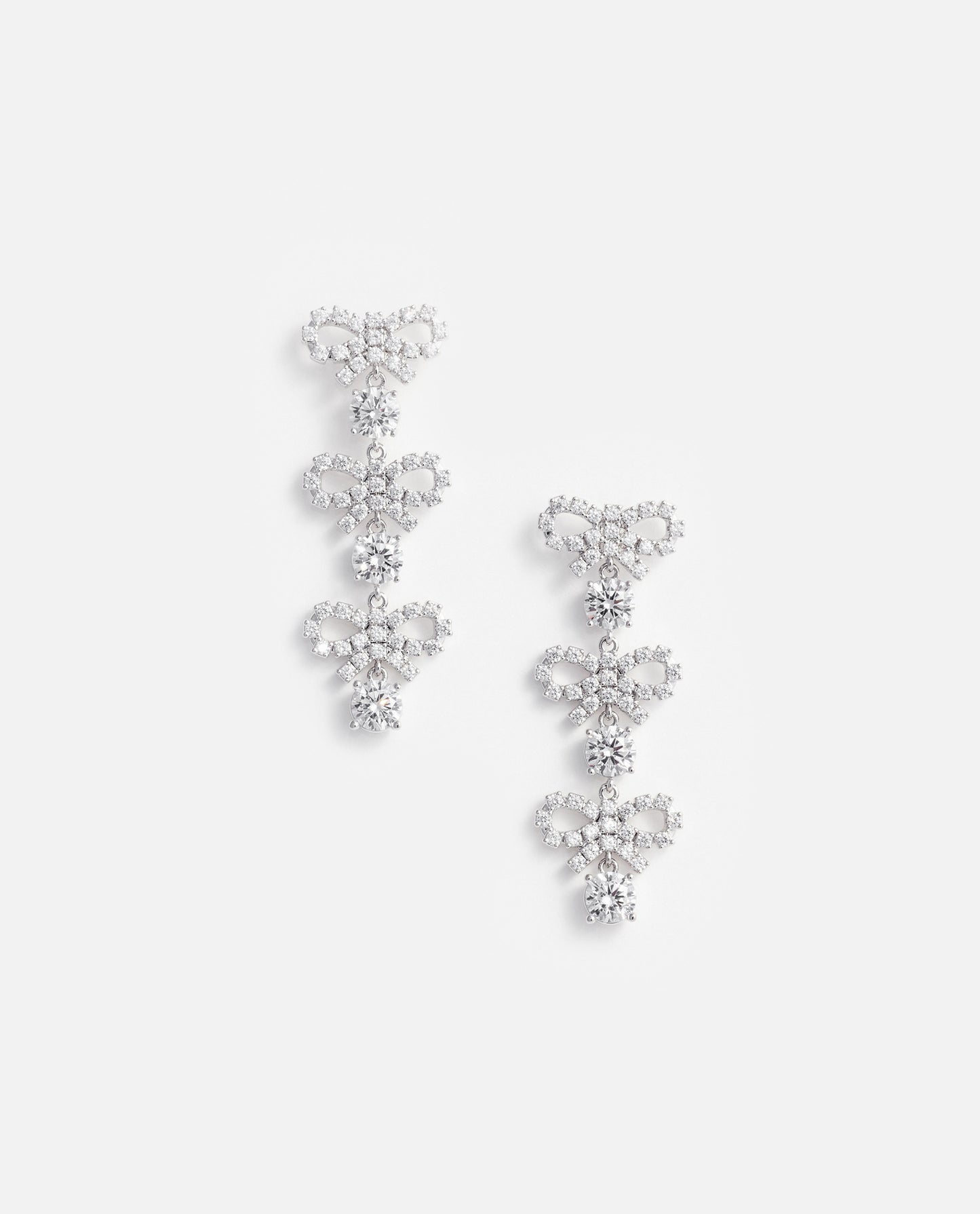 MICRO BOW CRYSTAL TIERED EARRINGS