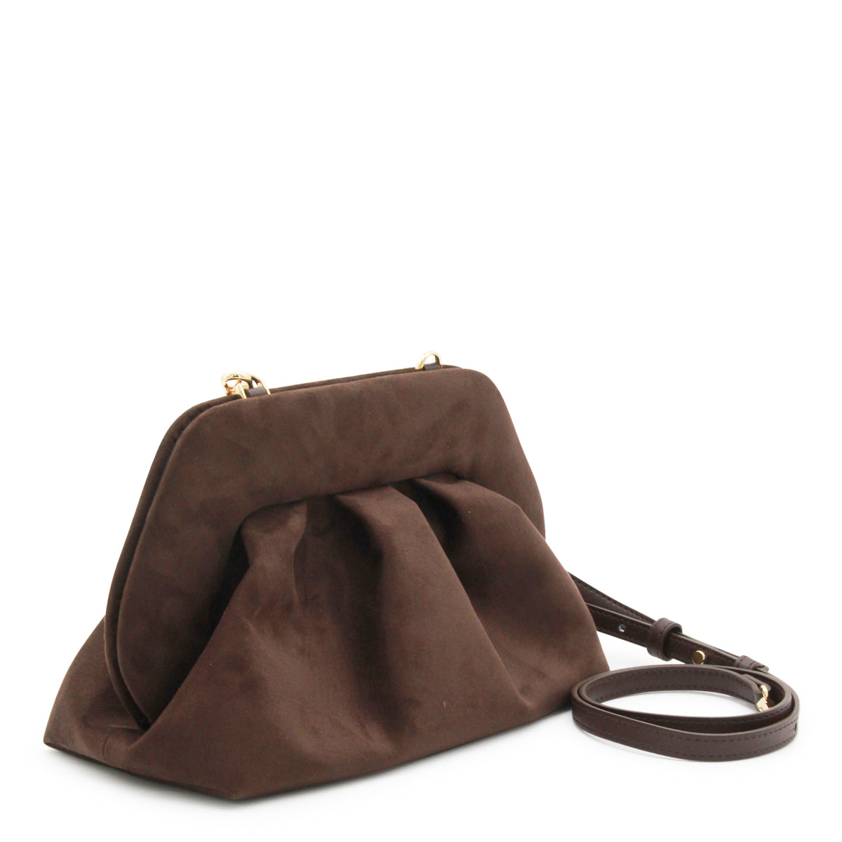 BROWN SUEDE TIA CLUTCH