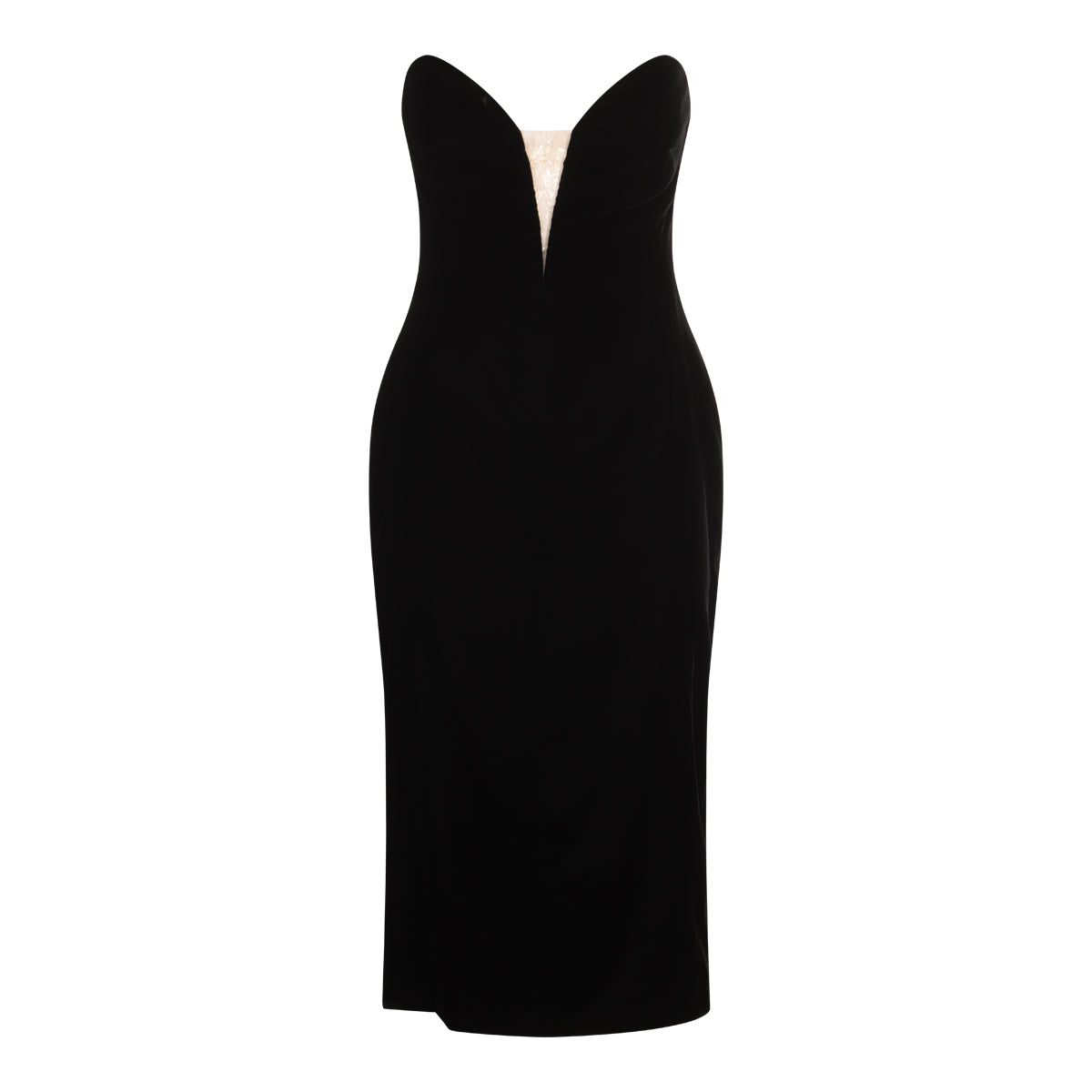 BLACK VISCOSE MIDI DRESS