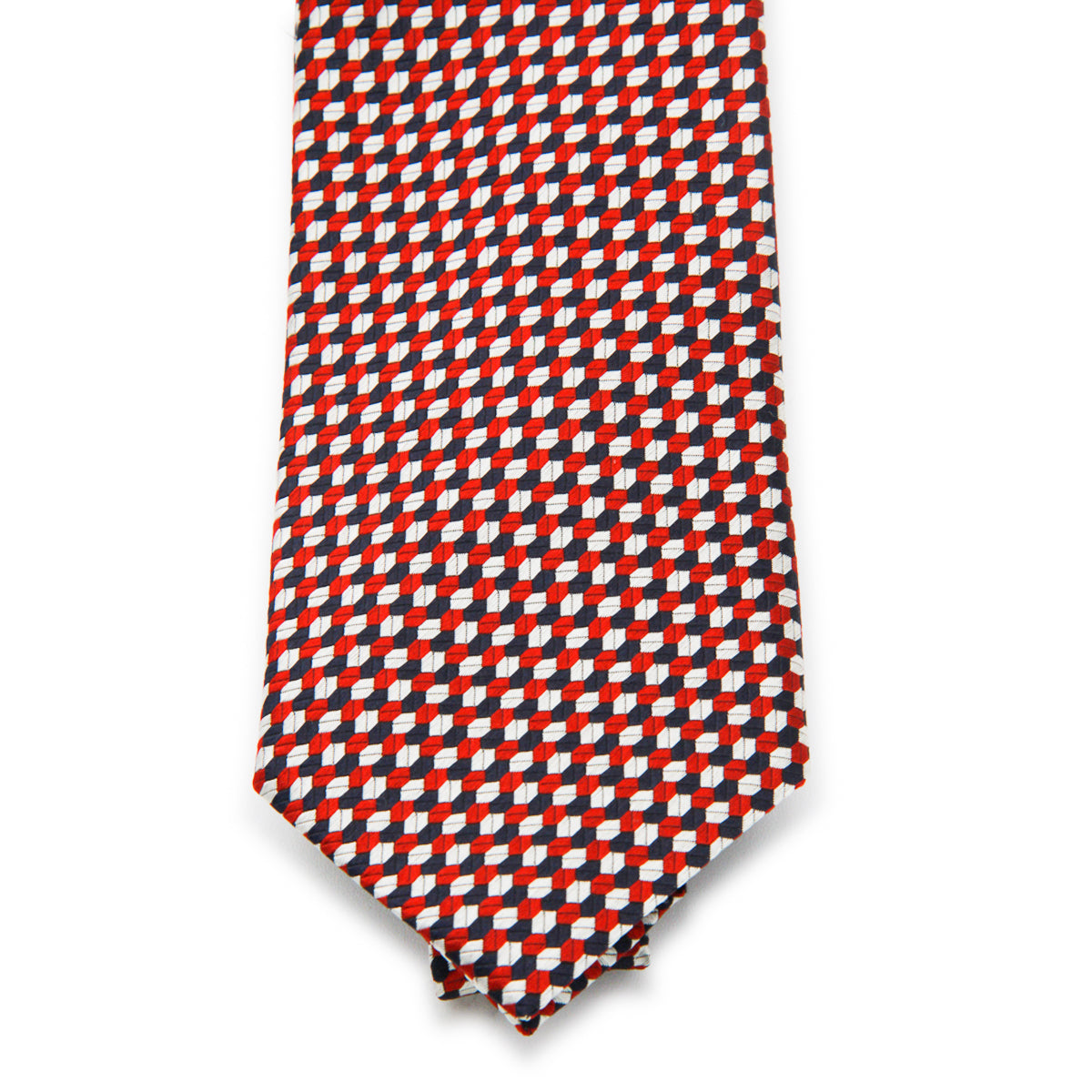RED AND WHITE SILK TIE