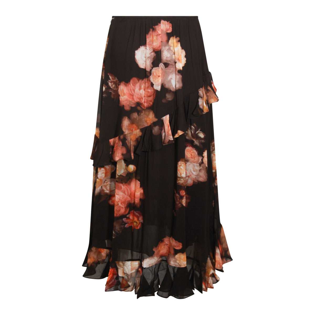 BLACK VISCOSE MIDI SKIRT