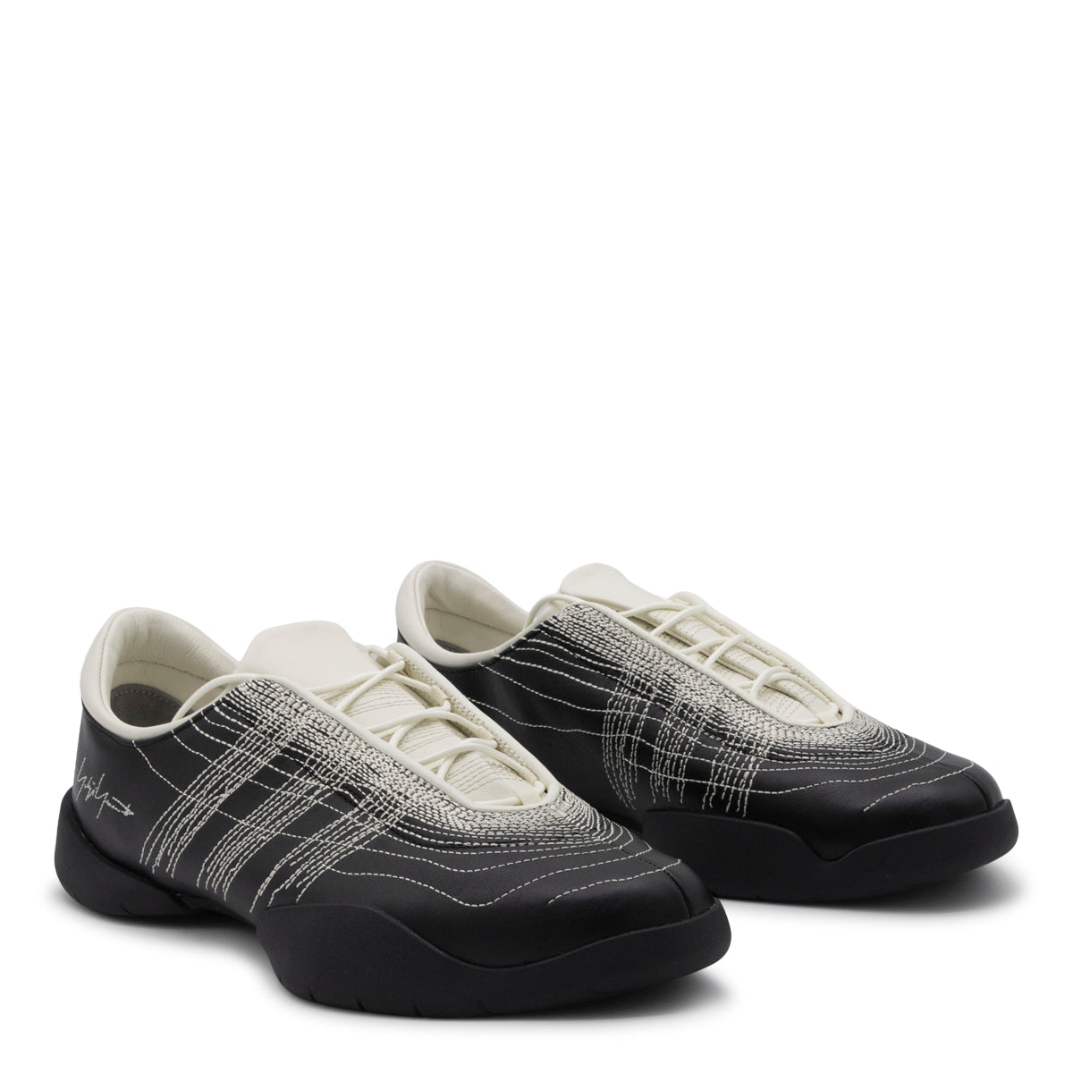 BLACK LEATHER Y-3 REGU SNEAKERS