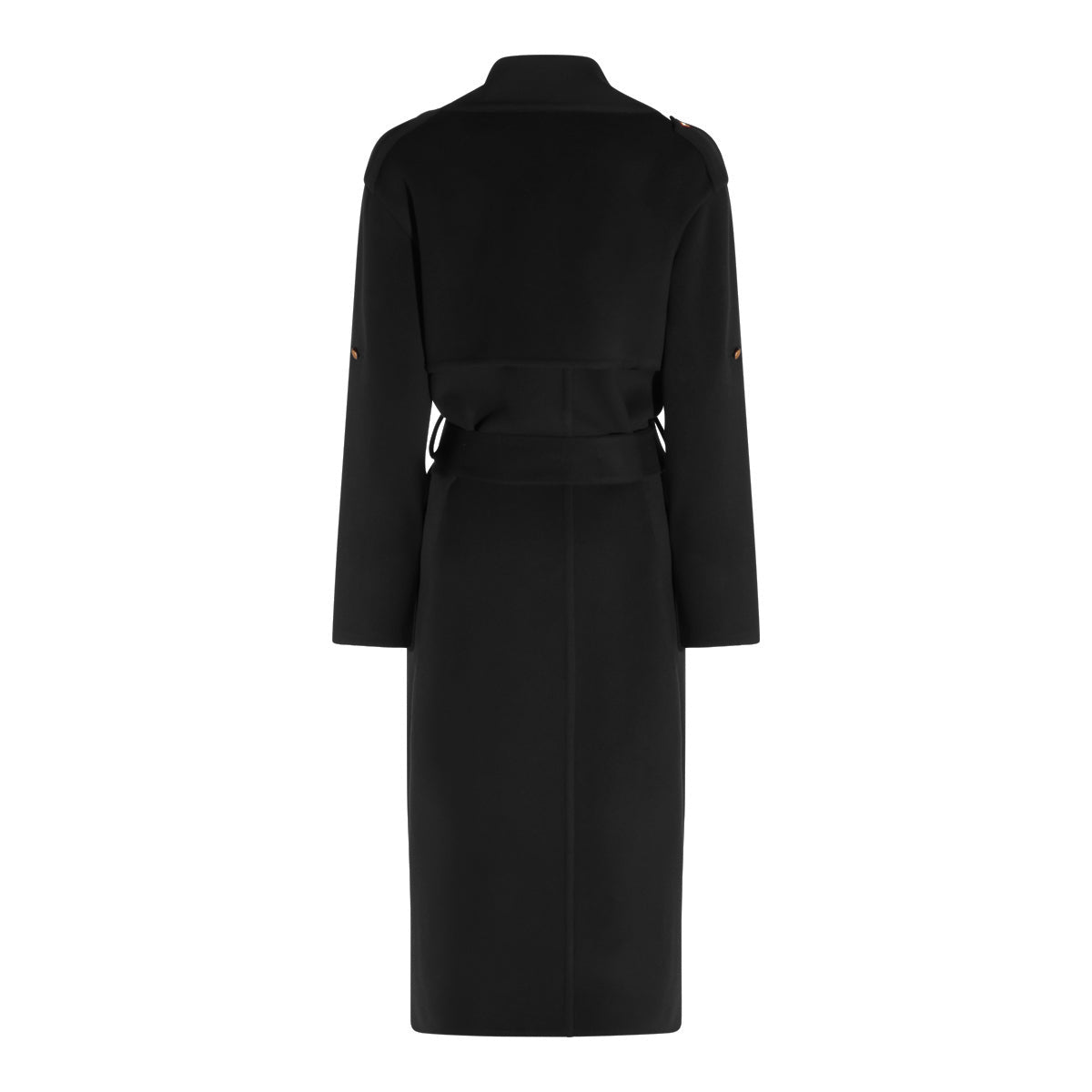 BLACK WOOL AND CASHMERE BLEND LONG COAT