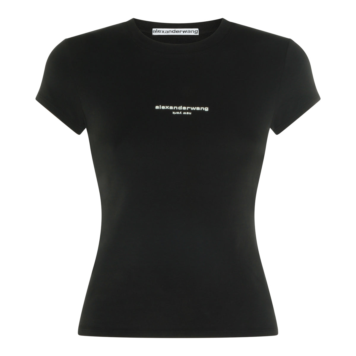 BLACK COTTON LOGO STRETCH T-SHIRT