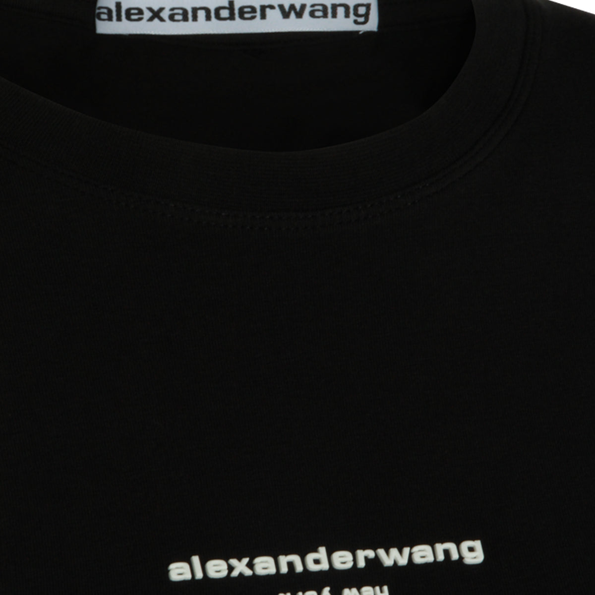 BLACK COTTON LOGO STRETCH DRESS