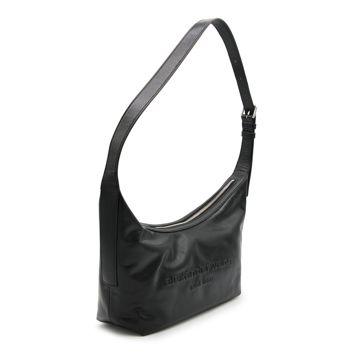 BLACK LEATHER CROSSBODY BAG