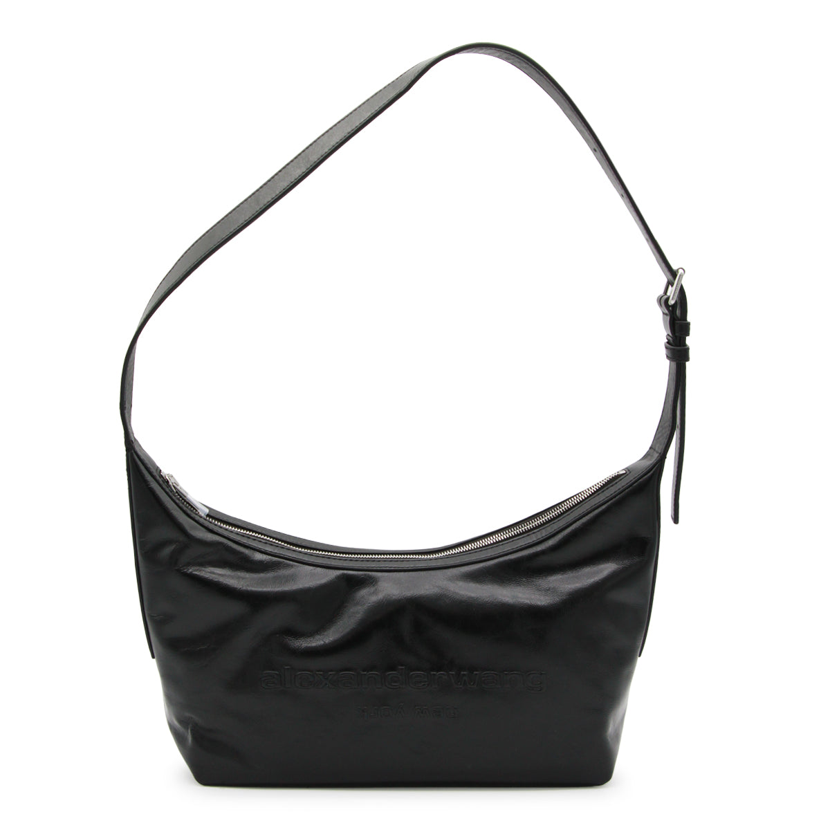 BLACK LEATHER CROSSBODY BAG