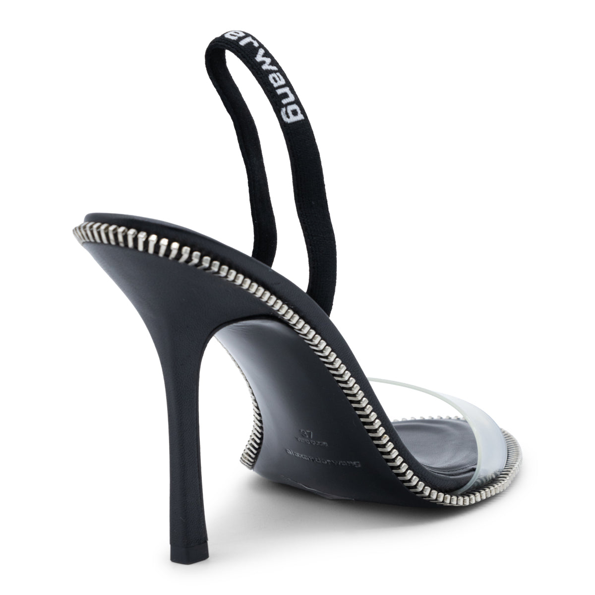 BLACK LEATHER AND PVC NOVA SANDALS