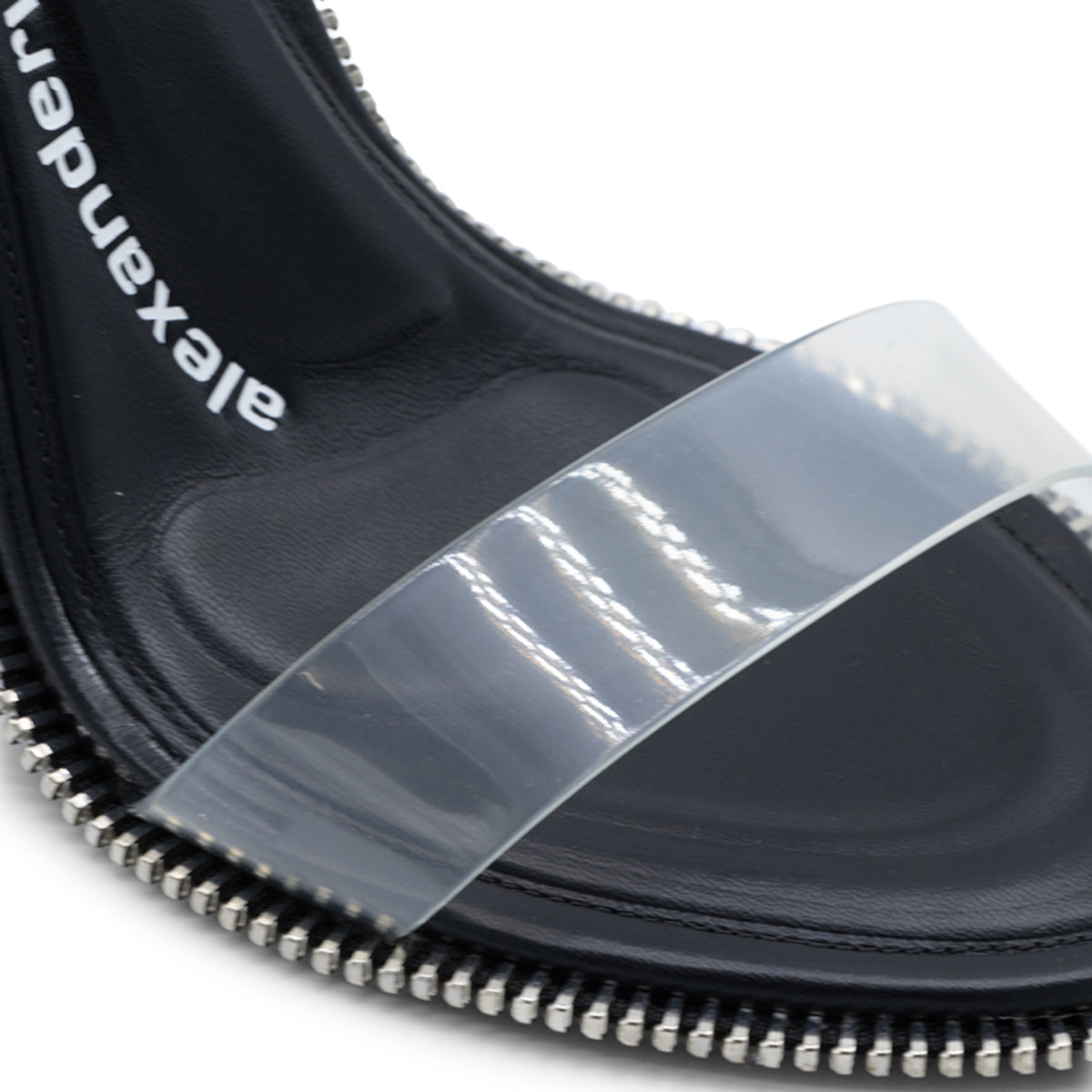 BLACK LEATHER AND PVC NOVA SANDALS