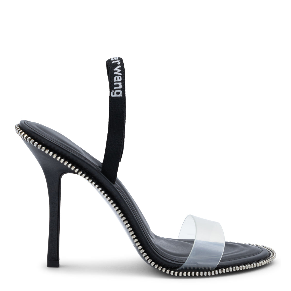 BLACK LEATHER AND PVC NOVA SANDALS
