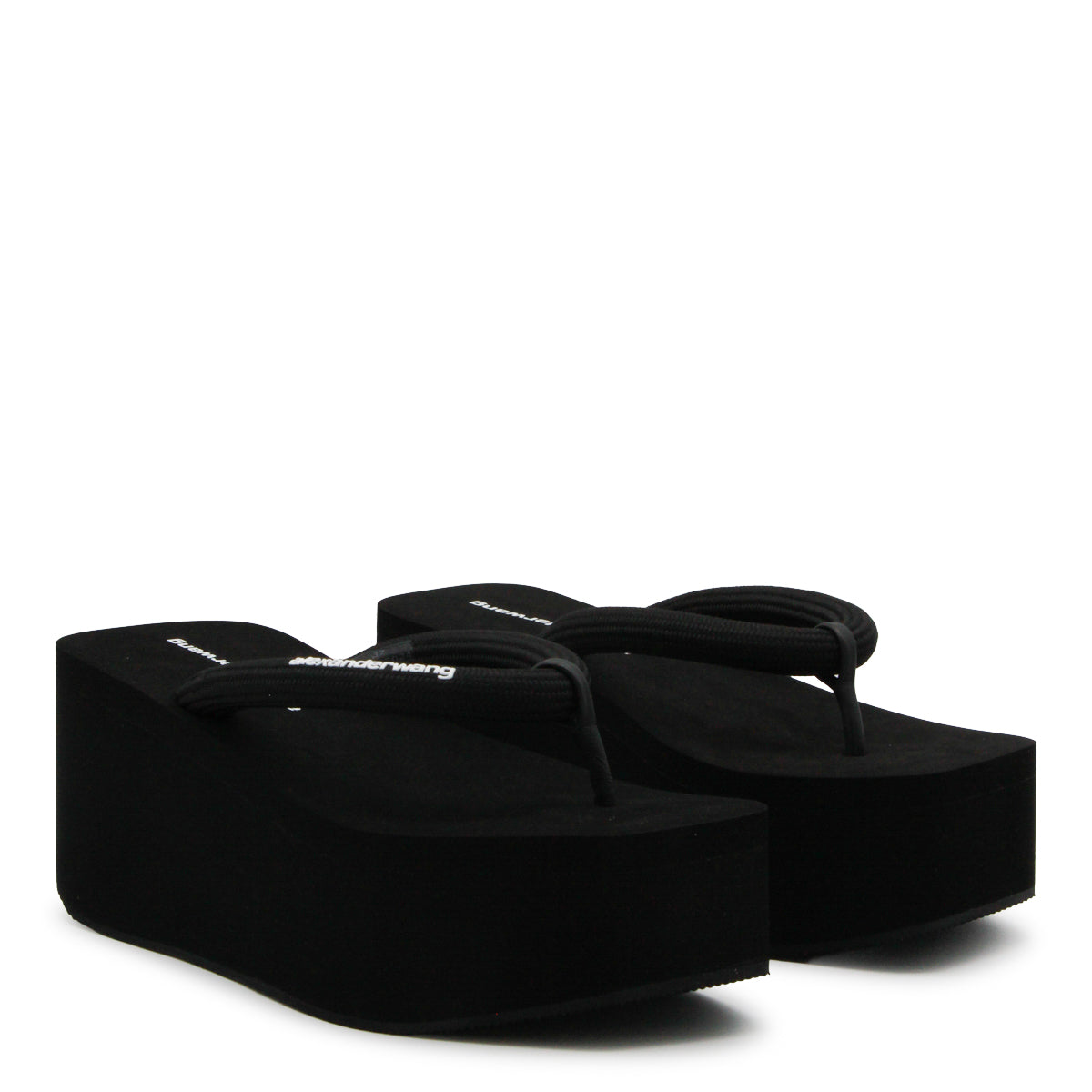 BLACK LOGO PLATFORM SANDALS