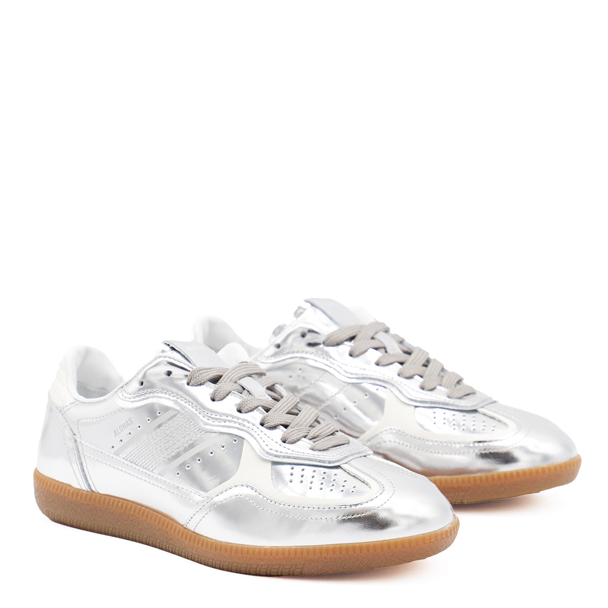 SILVER LEATHER TB 490 RIFE SHIMMER SNEAKERS