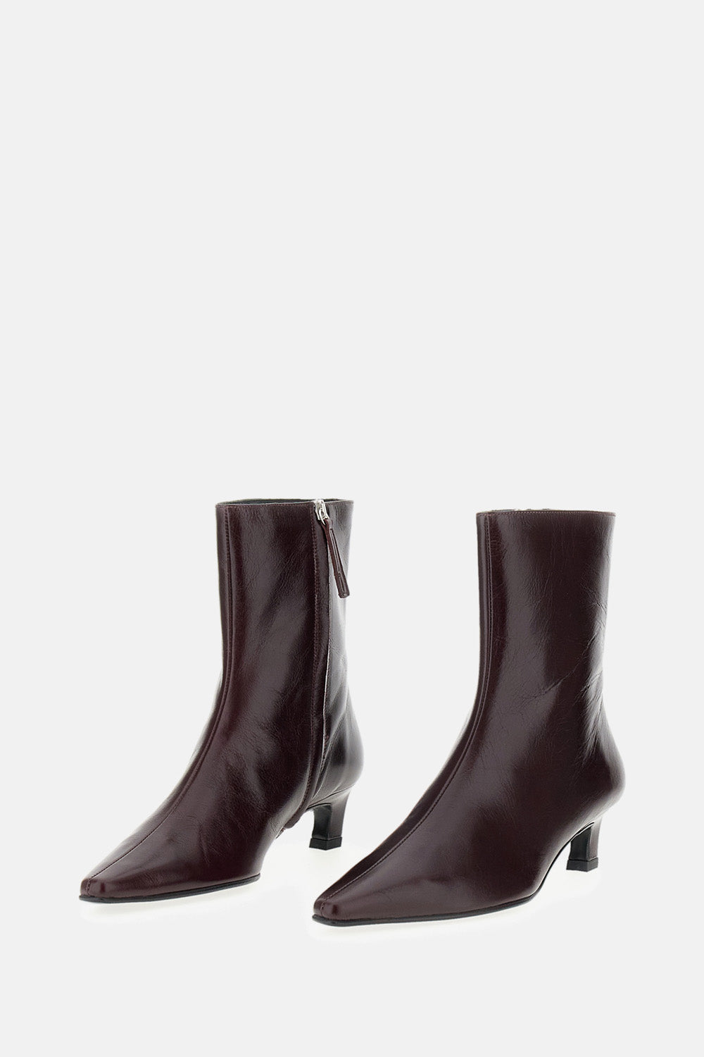 AMBAR RIFT BURGUNDY LEATHER ANKLE BOOTS