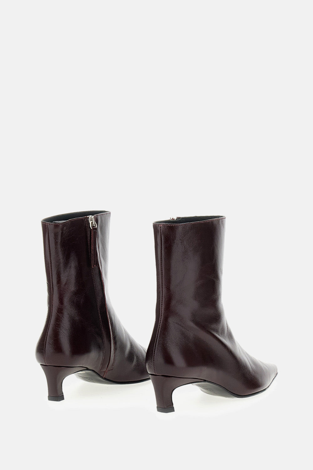 AMBAR RIFT BURGUNDY LEATHER ANKLE BOOTS