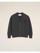V NECK CARDIGAN WITH CONTRASTED AMI DE COEUR