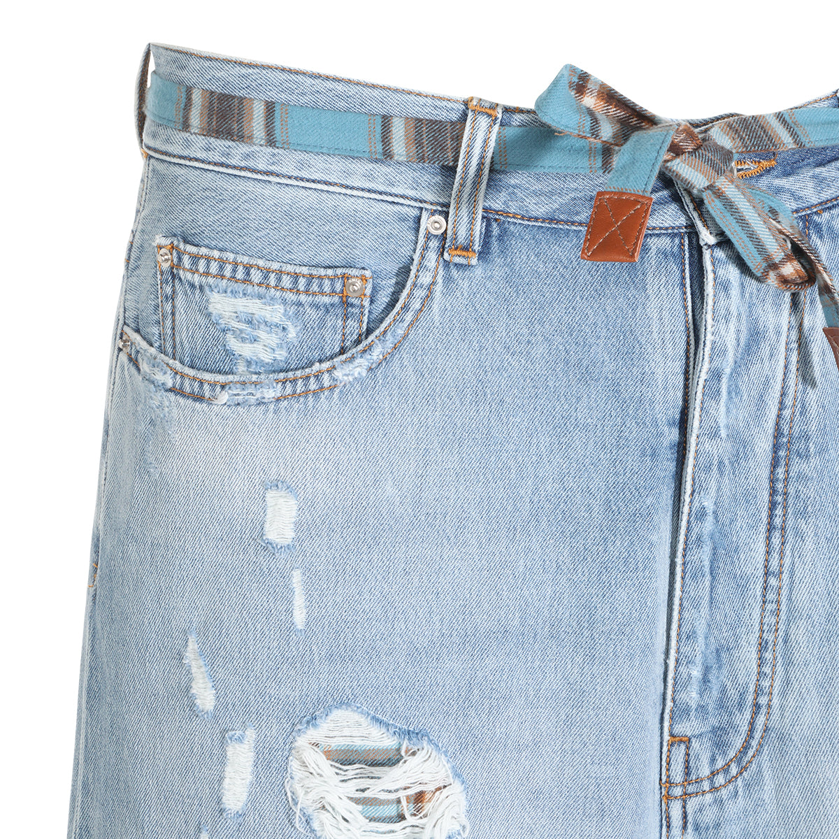 SURFRIDER INDIGO FLANNEL REPAIR DENIM JEANS