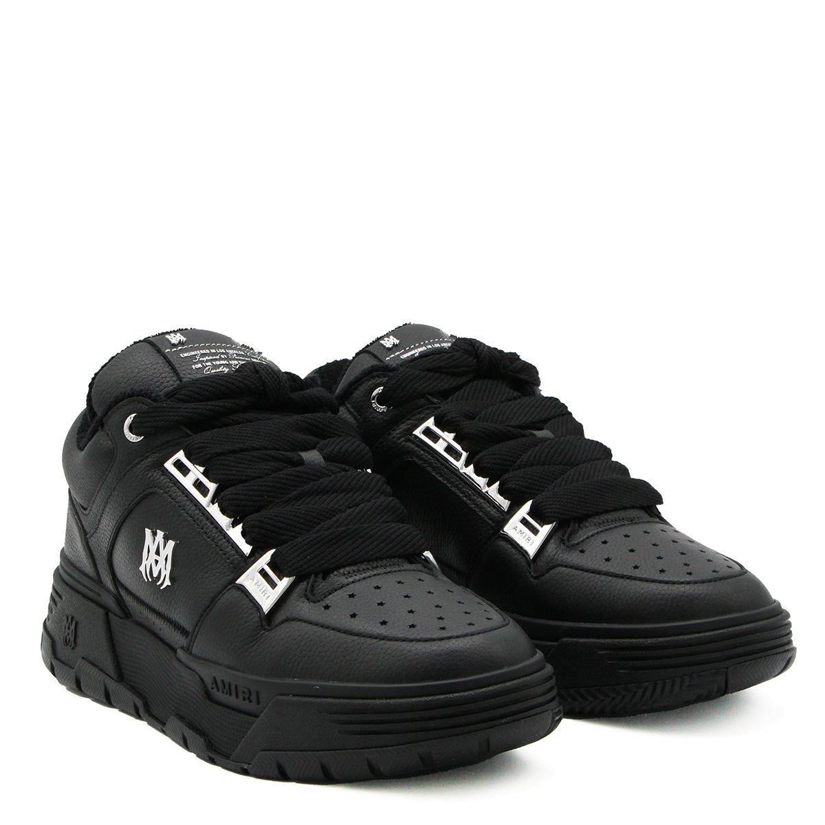 BLACK LEATHER METALLIC MA-1 SNEAKERS