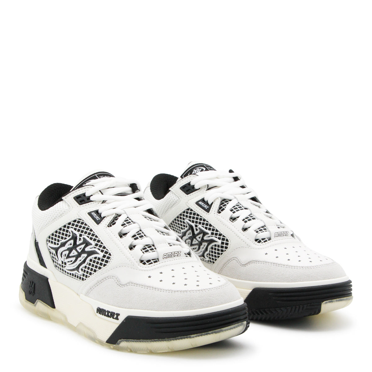 WHITE AND BLACK LEATHER MA 94 SNEAKERS