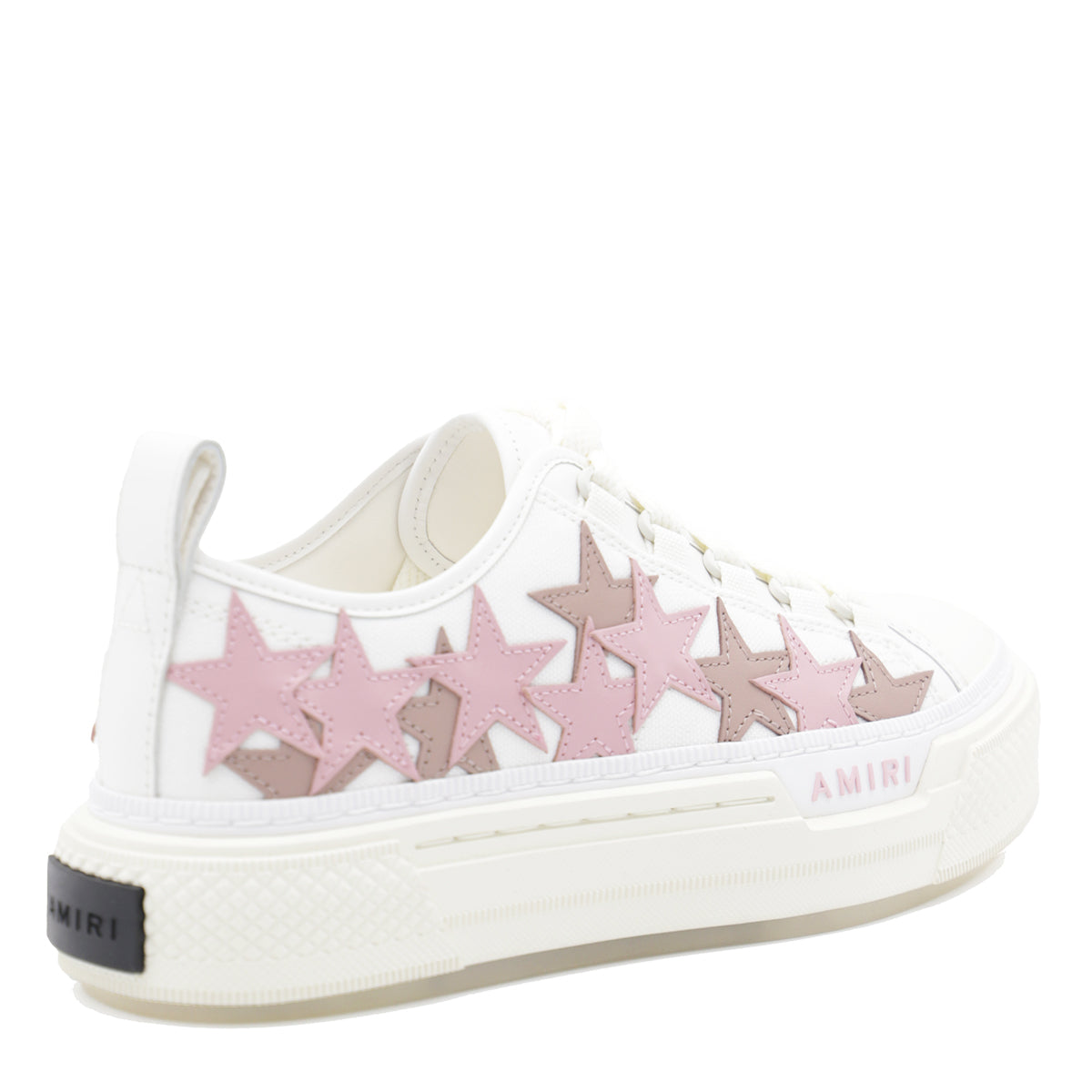 WHITE AND PINK LEATHER STARS COURT SNEAKERS