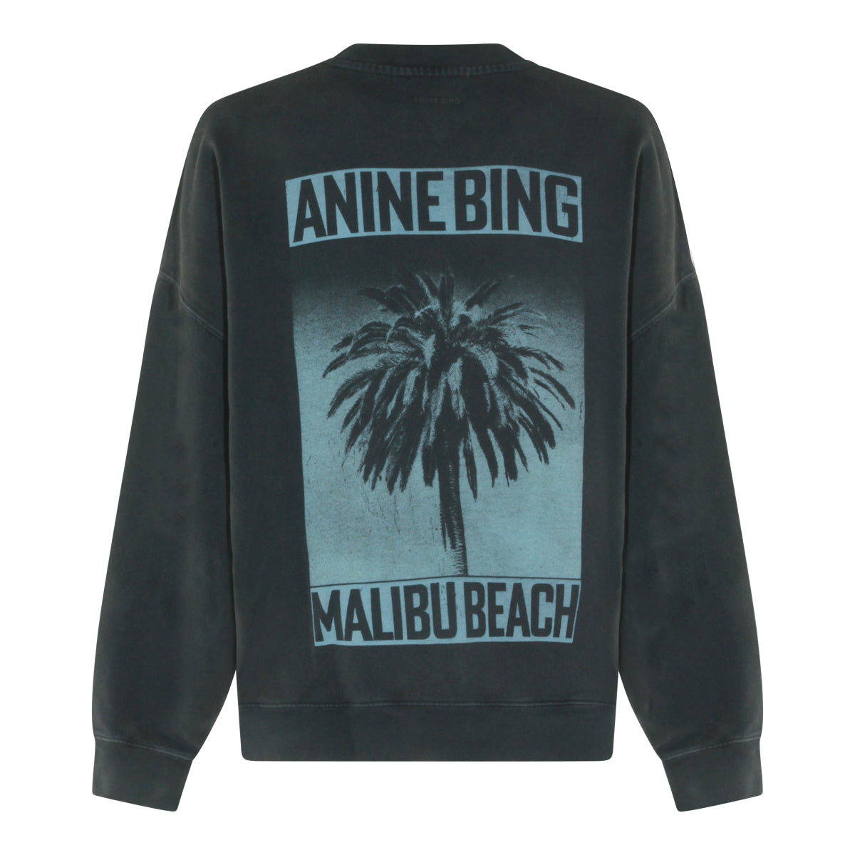 WASHED BLACK COTTON MILES PALM SWEATSHIRT