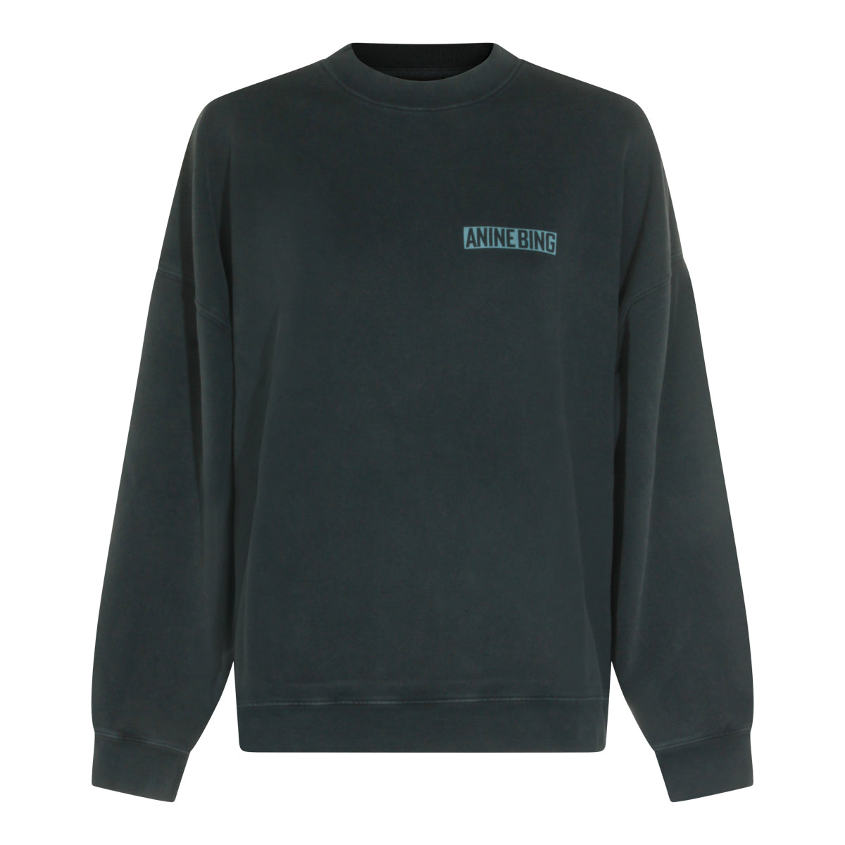 WASHED BLACK COTTON MILES PALM SWEATSHIRT
