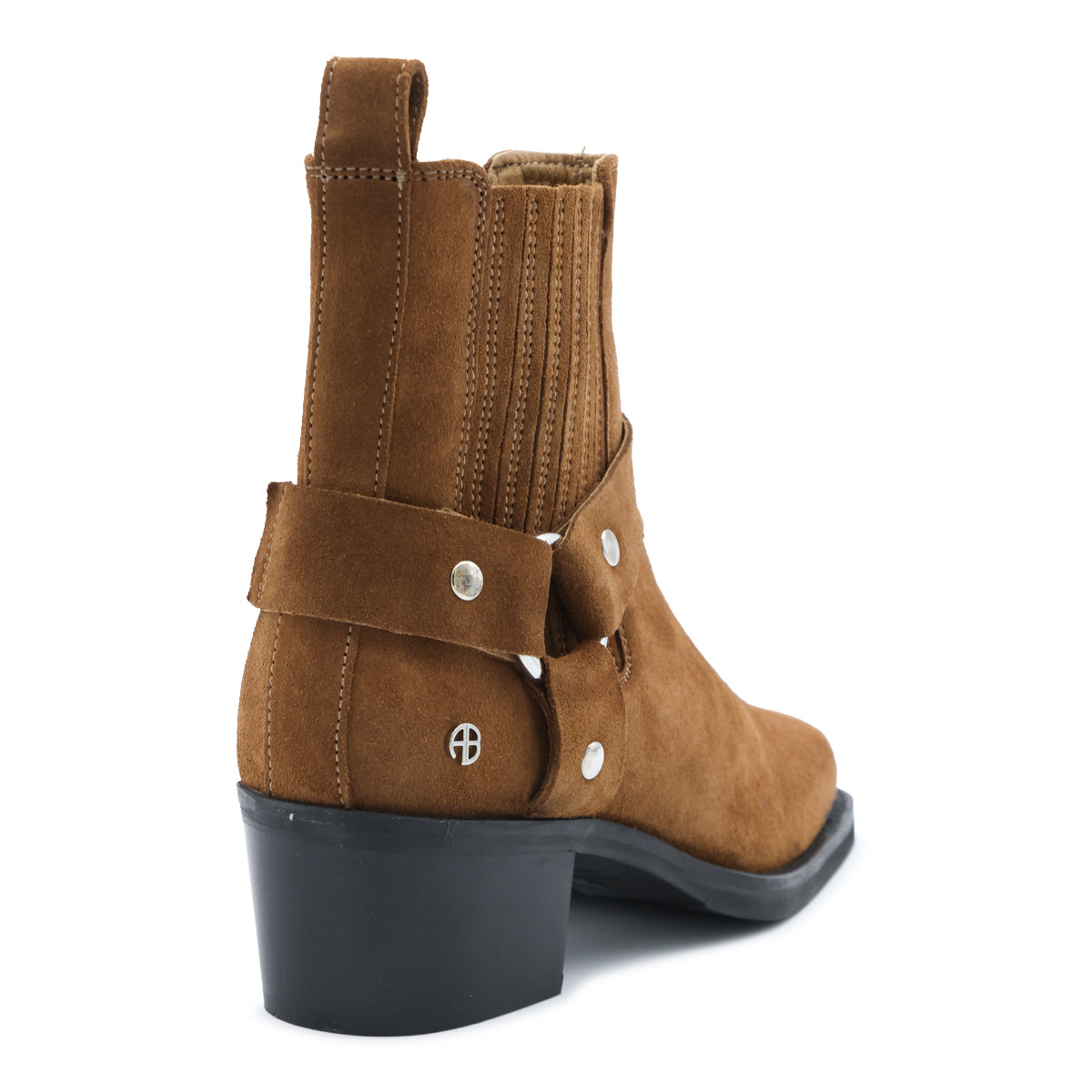 BROWN SUEDE MID BIKER BOOTS