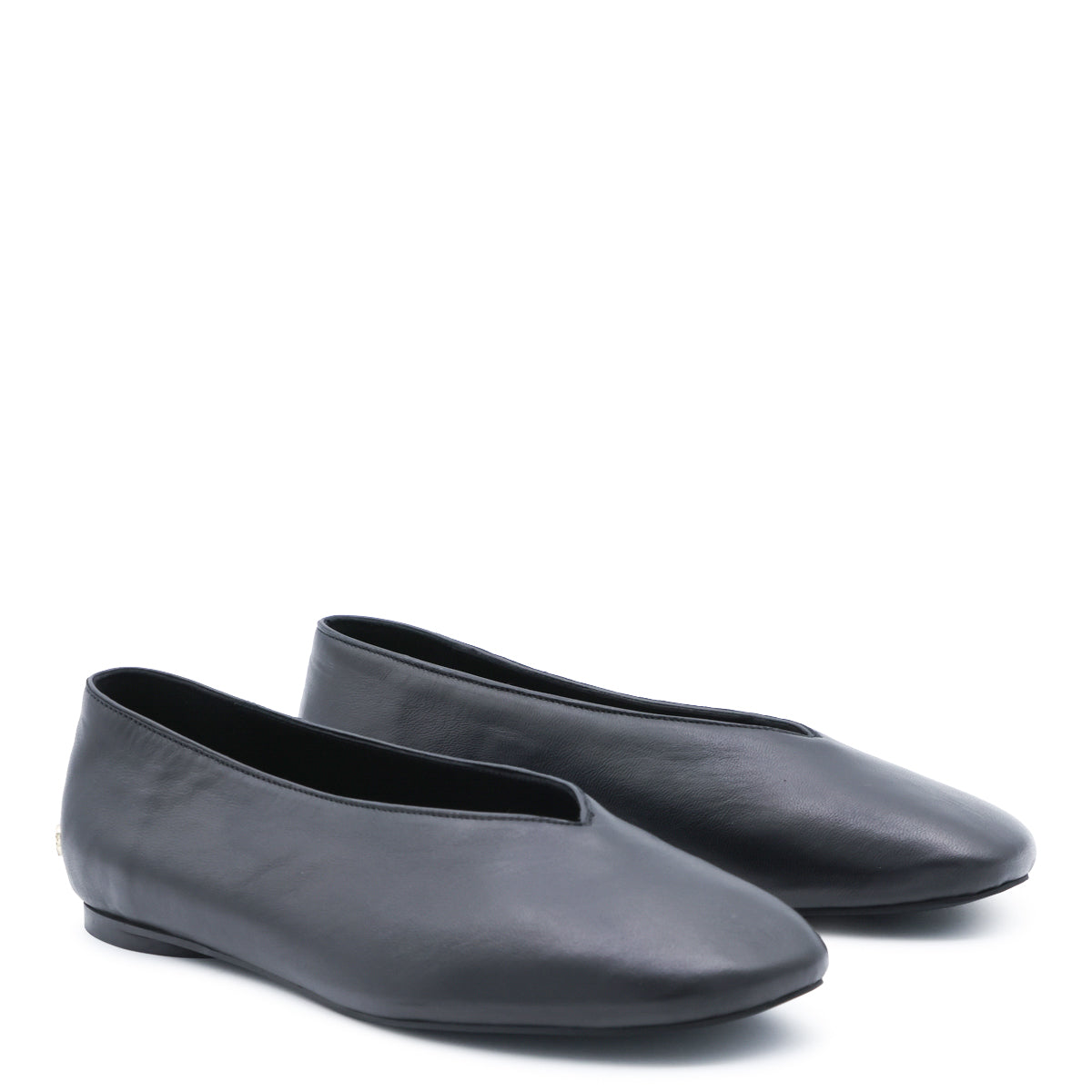 BLACK LEATHER ANA FLATS