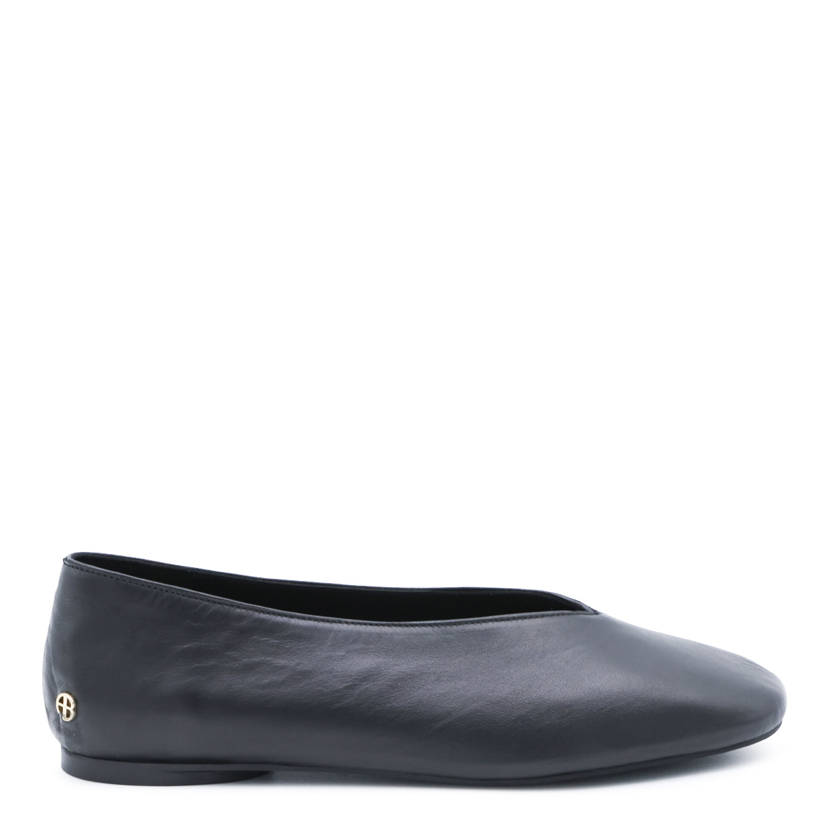 BLACK LEATHER ANA FLATS