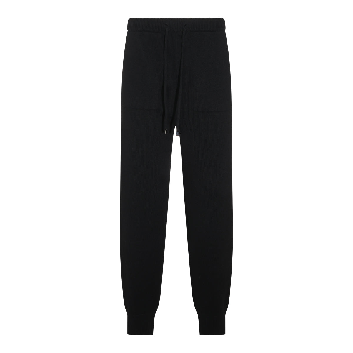 BLACK WOOL AND SILK BLEND PANTS