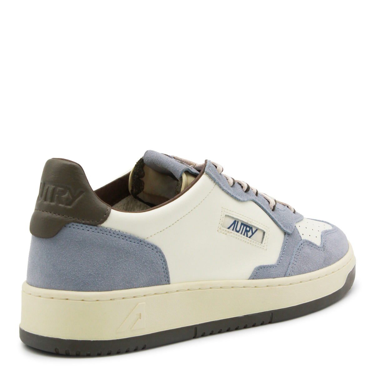 WHITE AND LIGHT BLUE LEATHER MEDALIST SNEAKERS