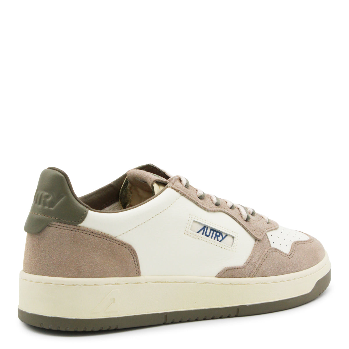 WHITE AND BEIGE LEATHER MEDALIST SNEAKERS