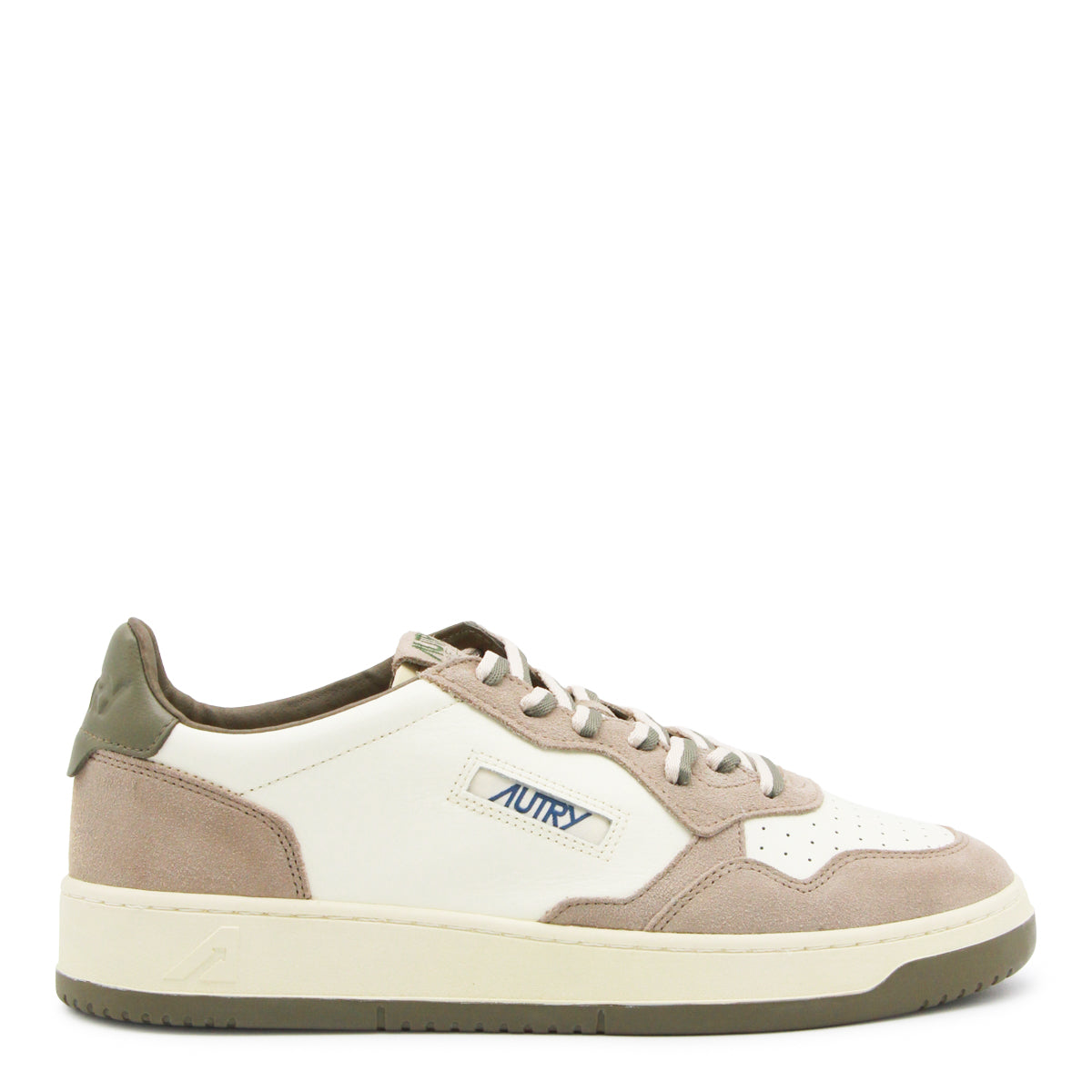 WHITE AND BEIGE LEATHER MEDALIST SNEAKERS